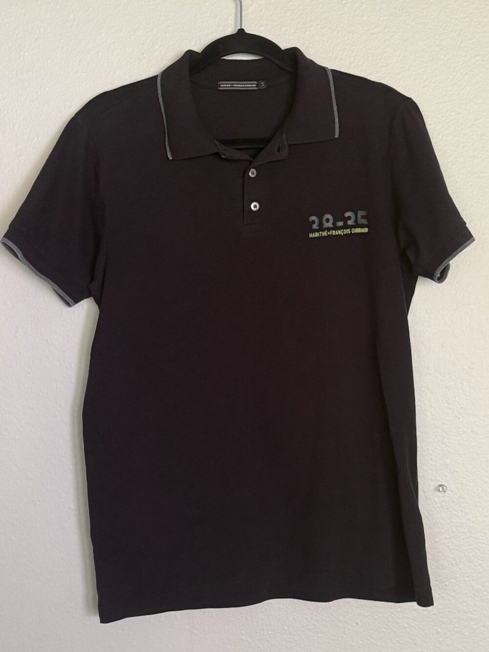 Marithe Francois Girbaud Men’s Polo Shirt Size M Black Grey Trim Vintage Y2K